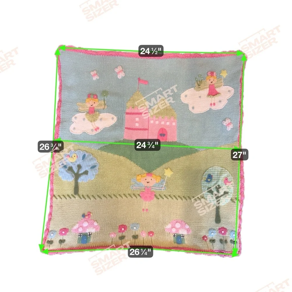 Art Walk Baby Blanket Multi-color Whimsical Fairy Tale 3D Applique Heirloom Cozy